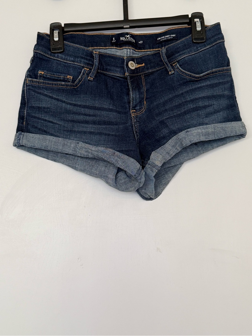 Hollister Dark Indigo Cuffed Denim Shorts
